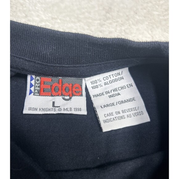 Vintage 90s Pro Edge Cleveland Indians Embroidered Blue Pocket T-Shirt Sz Large - Picture 3 of 6